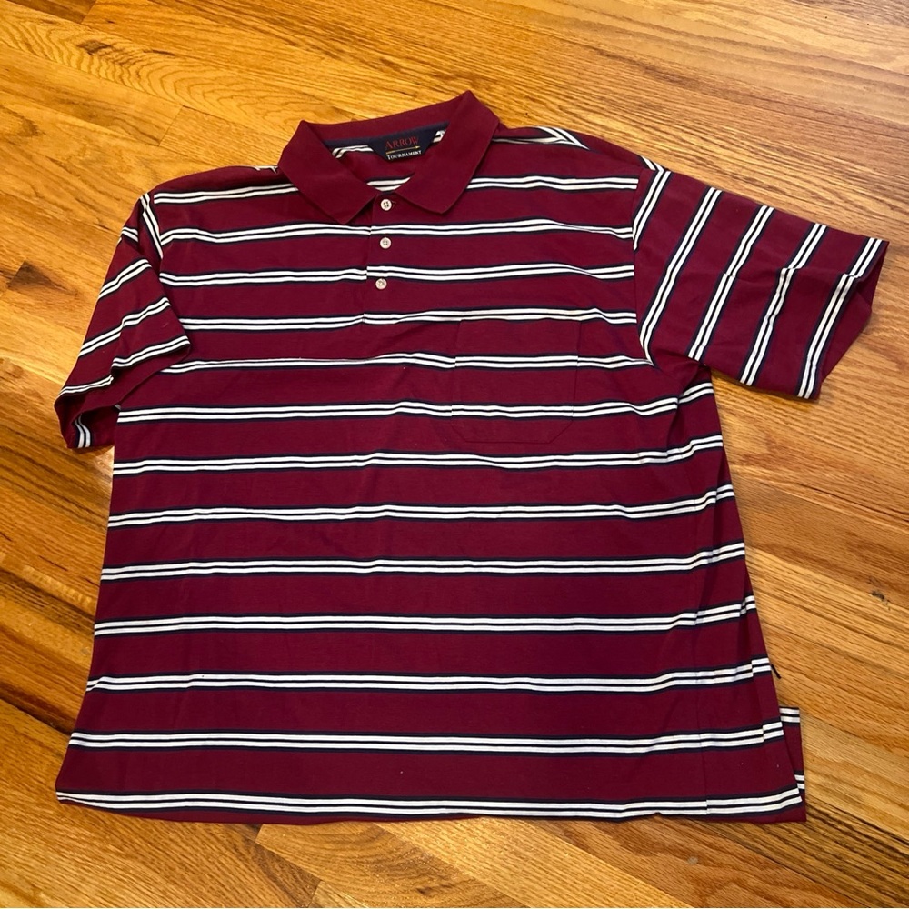 Vintage Arrow Tournament Striped Polo Shirt Mens XL Golf Print